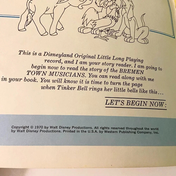 Vintage 1970 Disney Bremen Town Musicians  7 Inch Record and Book - Picture 4 of 15